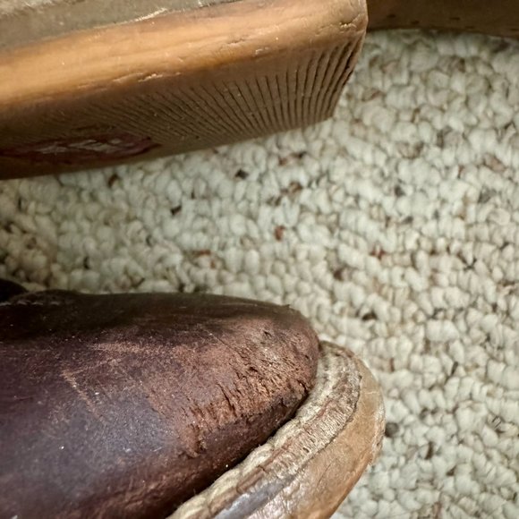 Nocona brown & black leather square toe Western cowboy boots, men's size 9D - Picture 12 of 14